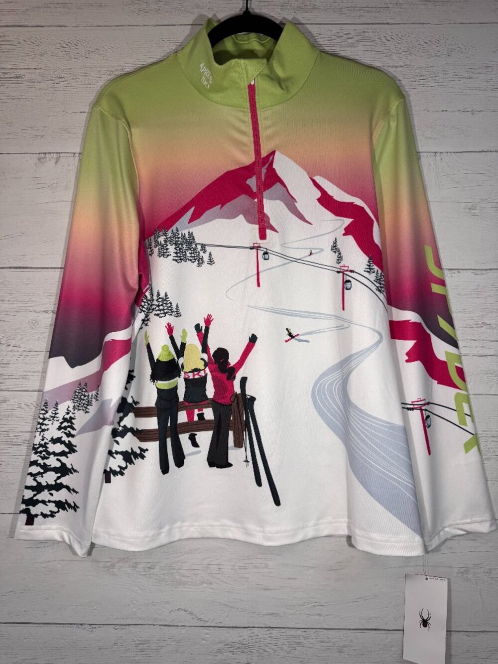 Spyder Sunset Zip T-Neck in Lime Ice